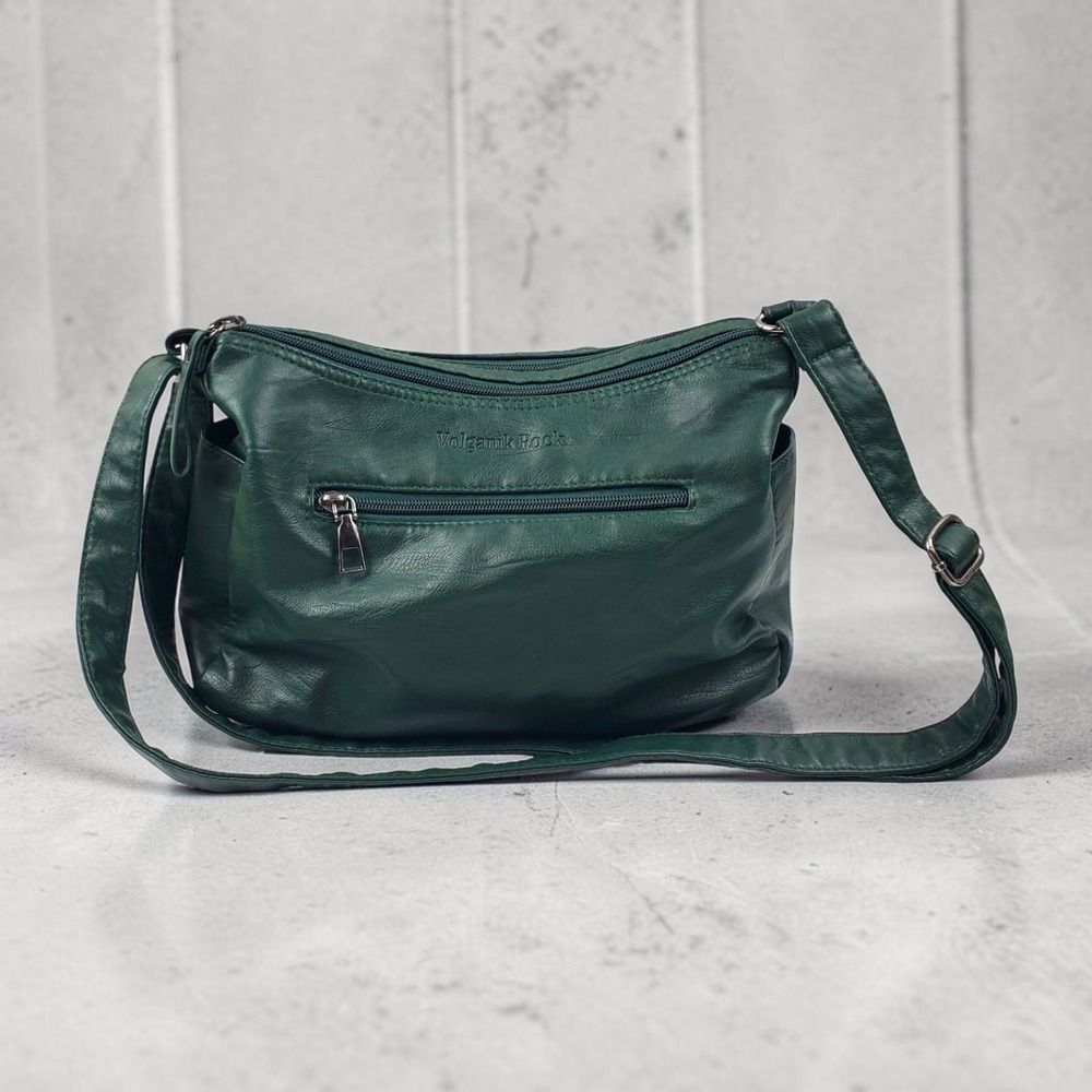 Volganik Rock Forest Green Faux Leather Multi Pocket Crossbody Shoulder Bag